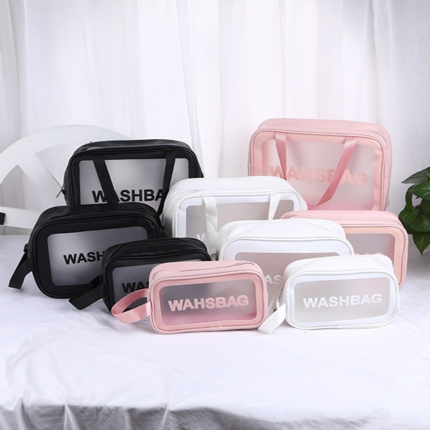 BABEE - TAS MAKE UP KOSMETIK TRANSPARAN WASHBAG / POUCH KOSMETIK TRAVEL WATERPROOF / TEMPAT PERALATAN MANDI