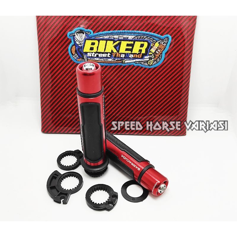 Paket 2 in 1 Handlegrip baracuda plus jok kulit biker  universal