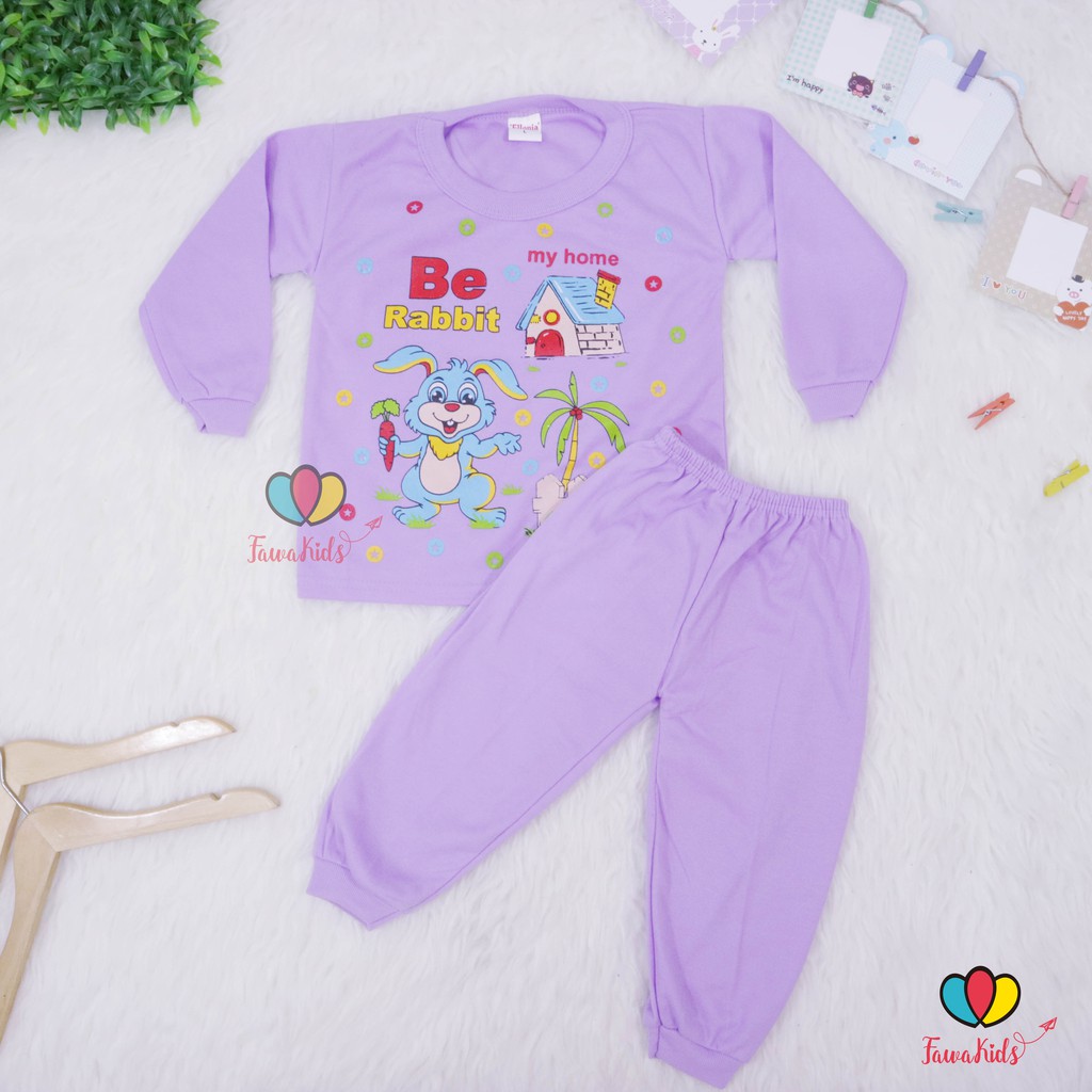 Piyama Kaos Kartun uk 2 Tahun / Baju Tidur Bahan Kaos Anak Laki Perempuan Murah Gambar Kartun Adem