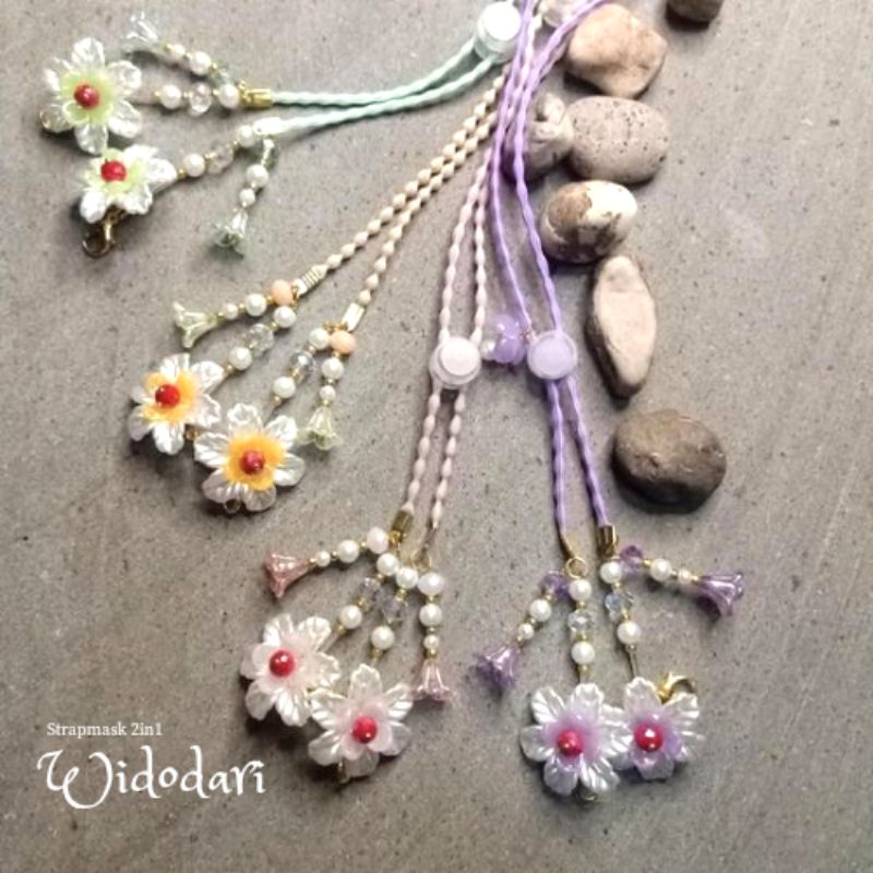 Strap Masker WIDODARI  pengait hijab 2in1 kekinian  kristal ceko  permata sintetis  tali kalung seru