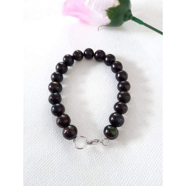 G41 BERSERTIFIKAT GELANG MUTIARA SUPER MUTIARA AIR TAWAR LOMBOK ASLI GELANG CEWEK MUTIARA HITAM