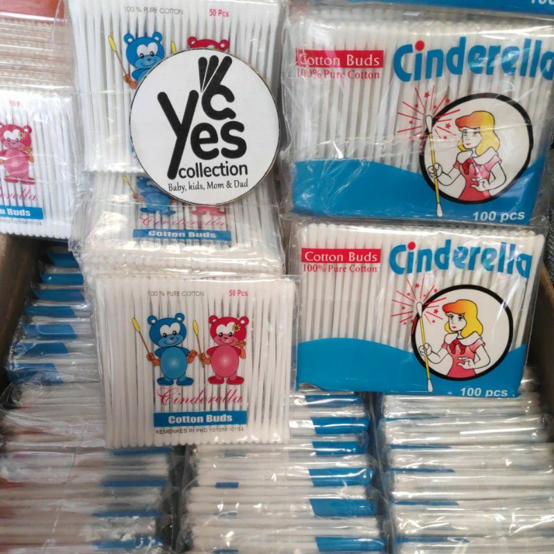 Cotton Buds Cinderella Baby Dewasa 100 - 50 pcs anak extra Fine Korek kuping Pembersih telinga pure