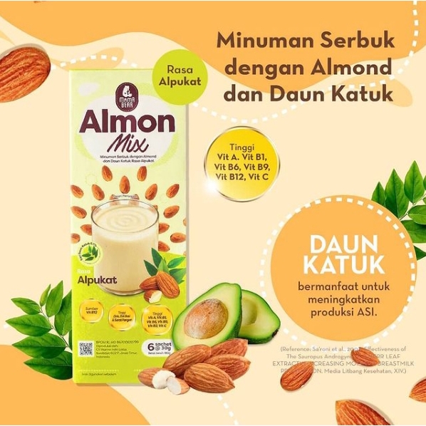 PMS230 SUSU ALMOND PELANCAR ASI MAMA BEAR ALMON MIX BOOSTER ASI 1 box isi 6 sachet