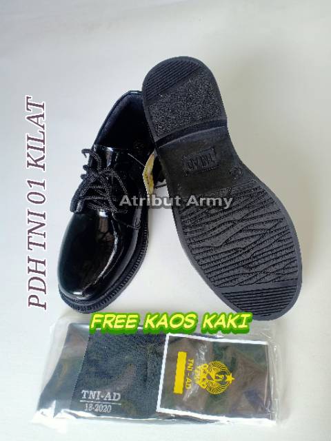 (freekaoskaki) Sepatu PDH Pendek 01 TNI Kilap Sepatu Dinas PDH TNI AD Satpam Security Pria Kerja PNS Guru Kantoran