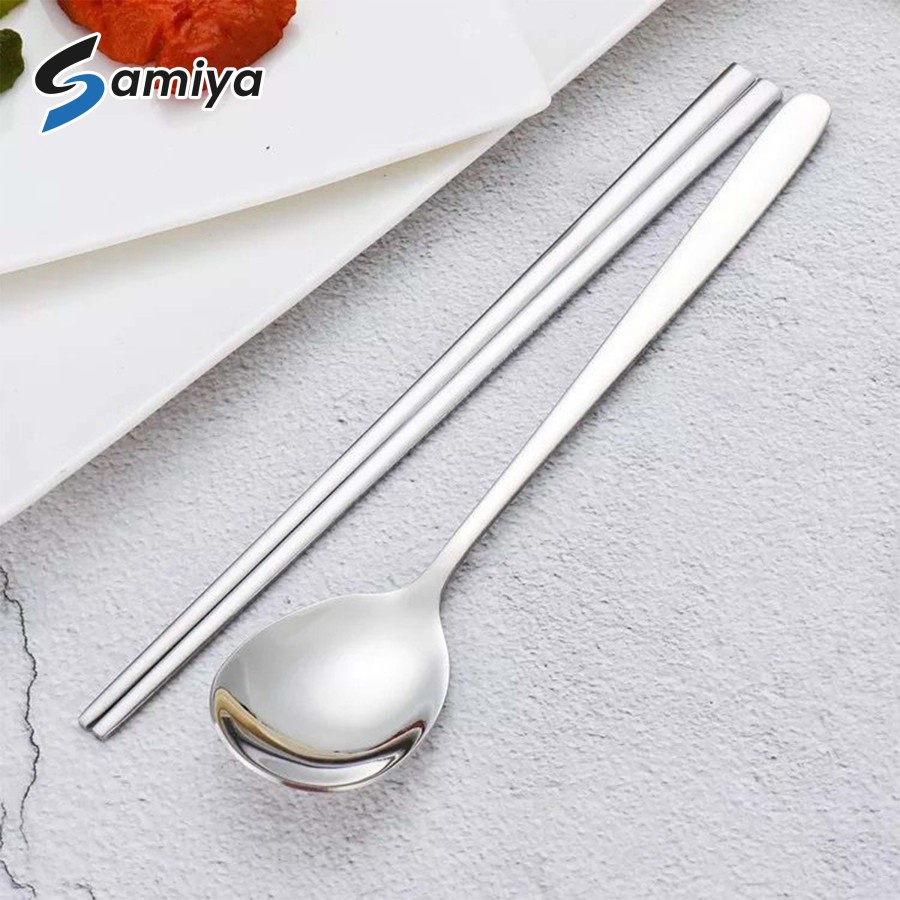 Spoons chopsticks cutlery set / sendok sumpit makan set korea matte