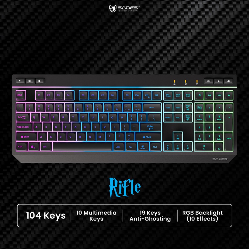 Keyboard Gaming Sades Rifle Full Size Membrane Original