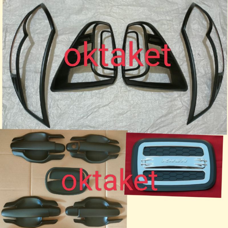 paket lengkap garnish depan belakang outer handle tank cover Rush Terios 2015 2016 2017 Hitam Dop