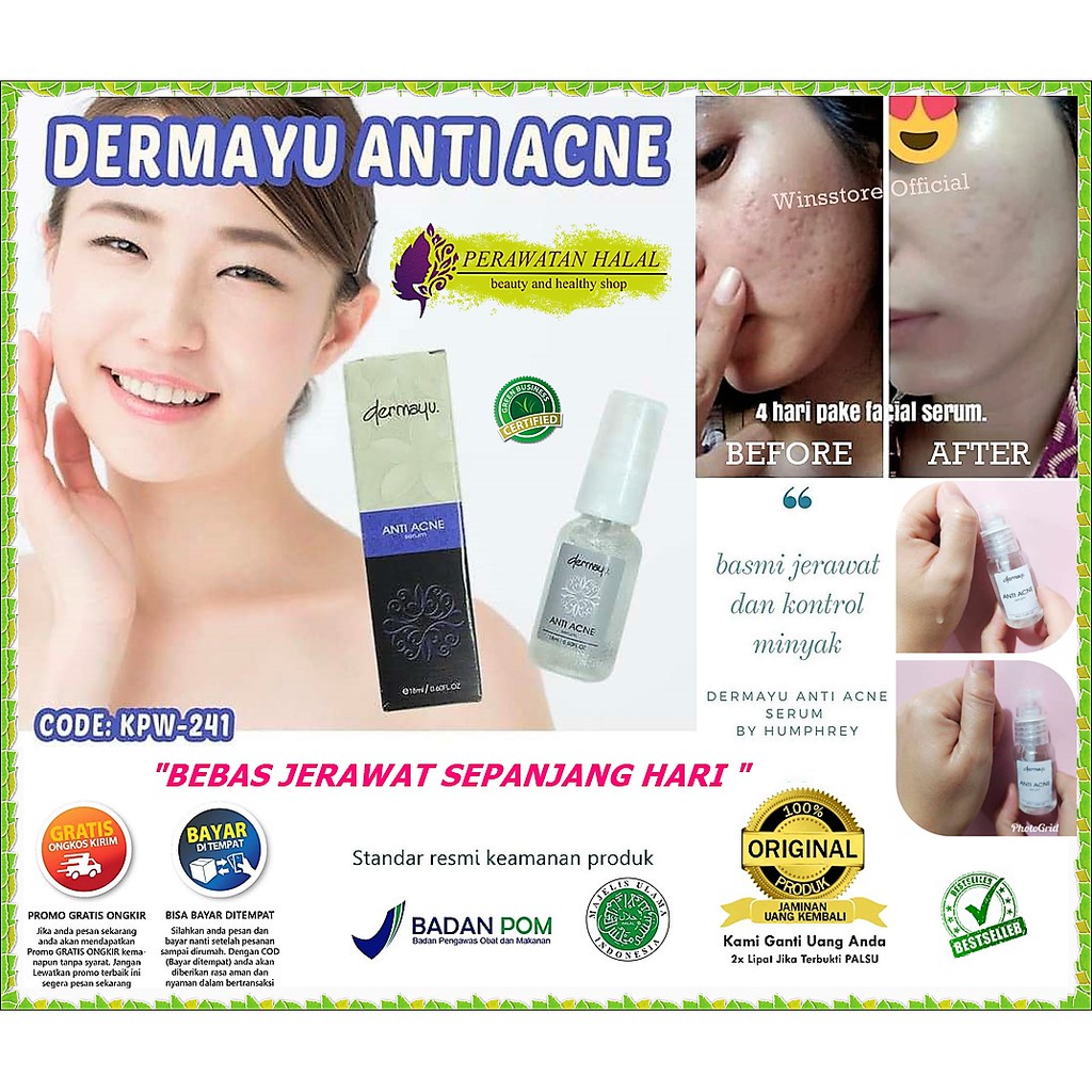 SERUM ACNE - DERMAYU SERUM ANTI ACNE - SERUM JERAWAT - PENGHILANG JERAWAT - SKINCARE WAJAH