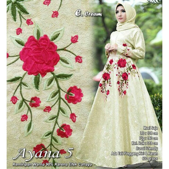 Baju Gamis Wanita Terbaru Pesta Ayana Flower Bordir
