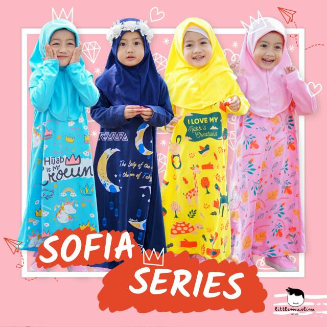Little Muslim - Gamis Kaos Anak Sofia Free Hijab