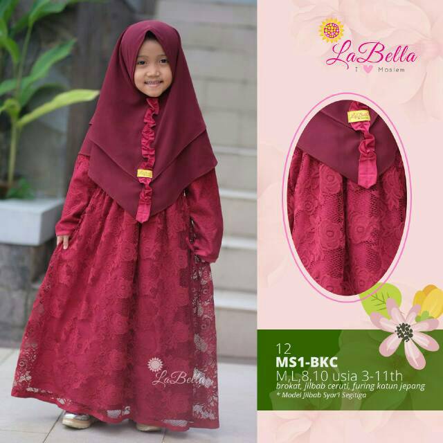 Gamis anak Labella brokat gamis pesta labella