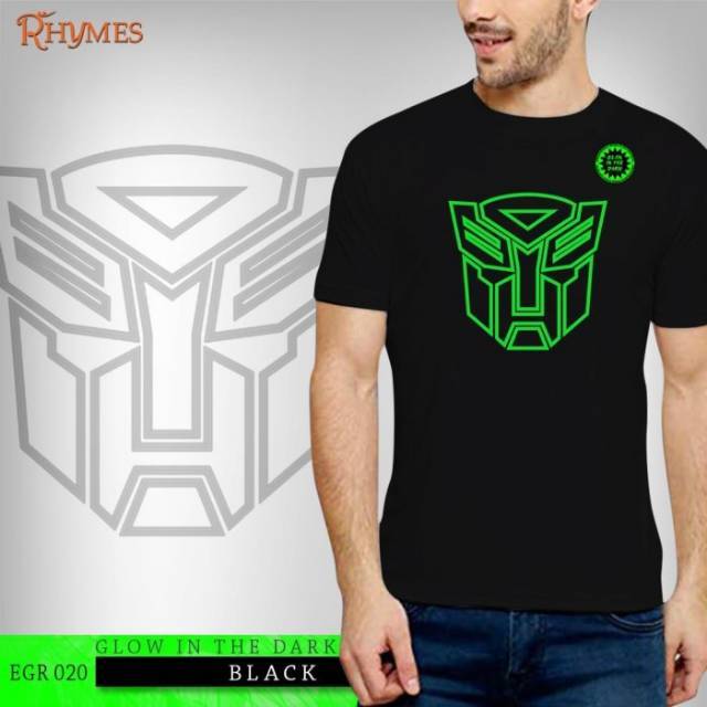 Kaos Baju Transformers Autobot Glow in the dark Tshirt Big Size Jumbo XL-XXXL COD