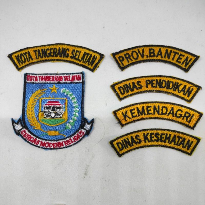 Satu set logo emblem patch Tangerang selatan bordir komputer