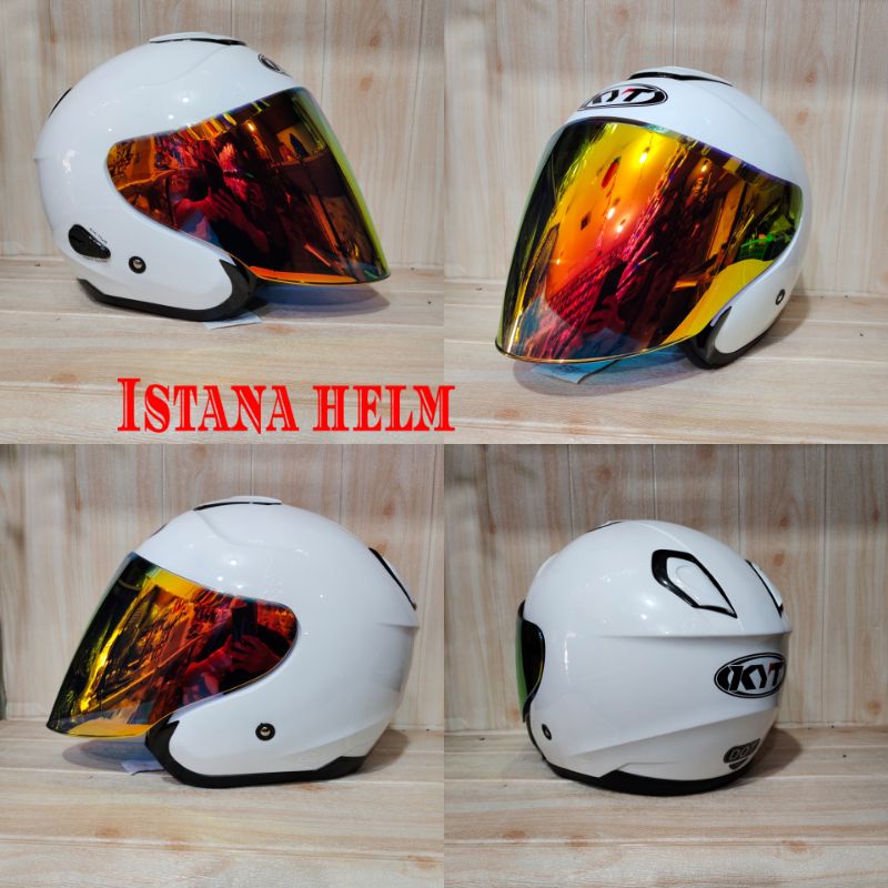 helm kyt kyoto r solid white visor iridium norisk paket ganteng original helmet