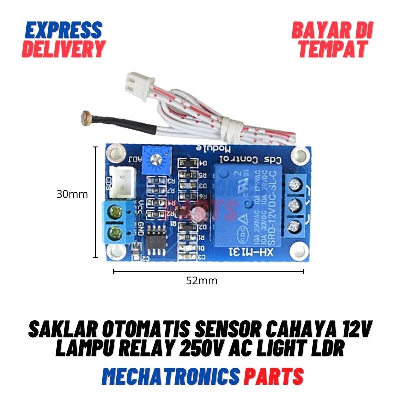 Saklar Otomatis Sensor Cahaya 12V Lampu Relay 250V AC Light LDR