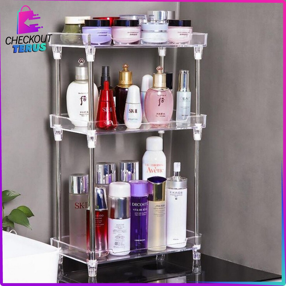 CT K15 Rak Kosmetik Acrylic 2 dan 3 Tingkat Serbaguna Make up organizer Kotak Makeup Rak Penyimpanan Multifungsi