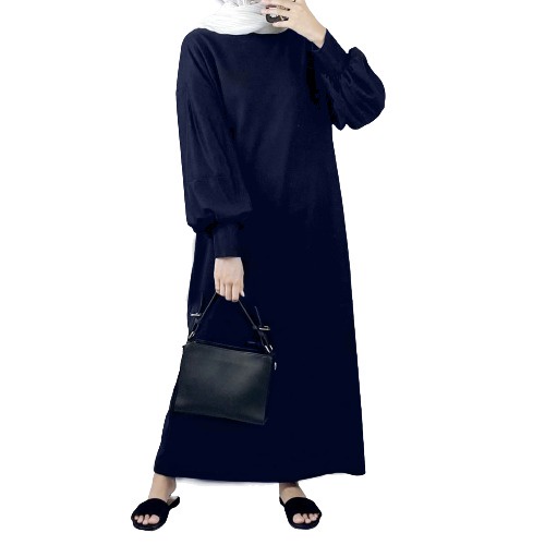 GLADYS DRESS JUMBO / GAMIS GLADYS / MAXI DRESS / DRESS WANITA / BAHAN BABYTERRY-NAVY