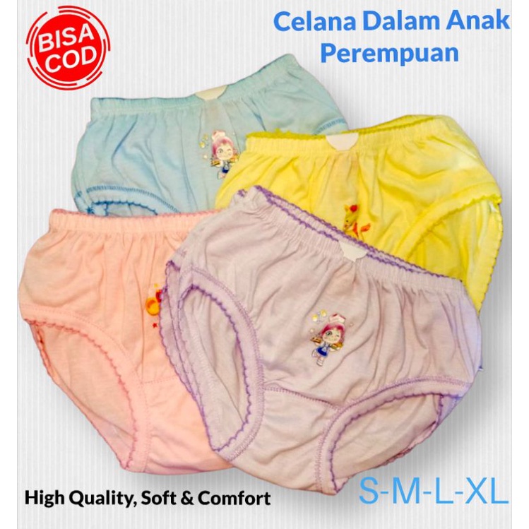 Celana Dalam Anak Perempuan CD Anak Cewek CD Anak Perempuan Celana Dalem Balita Sablon Polos  S M L XL Grosir