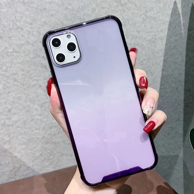 Hard Case Transparan Gradasi Untuk iPhone 7 8 Plus XS Max XR 11 12 13 Pro Max