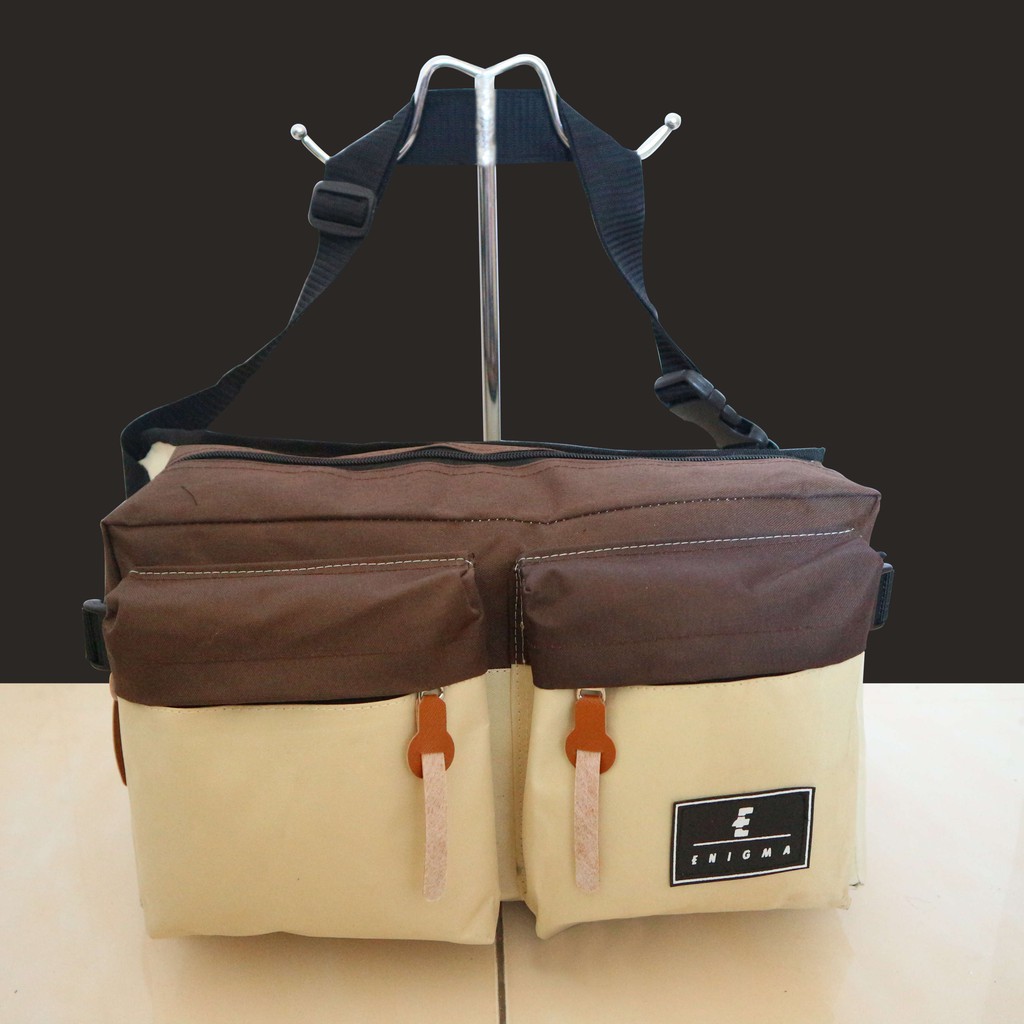 Tas Selempang Pria Kerja Travelling Cassual Slingbag Enigma Cream Awet