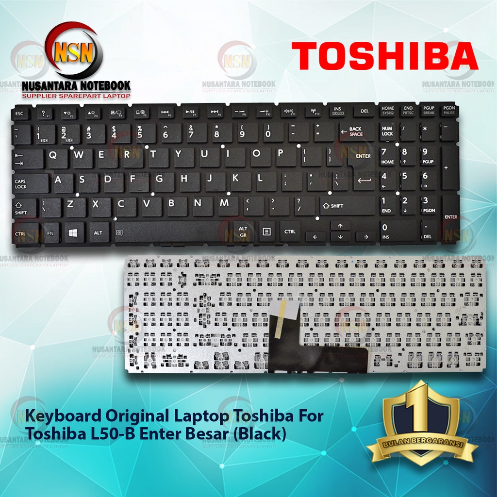 Keyboard Original  Laptop Toshiba L50-B Hitam Black Versi Europe Big Enter