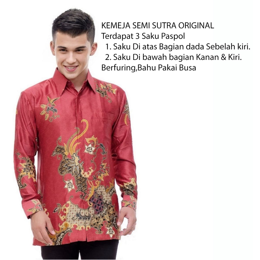 Kemeja Batik Semi Sutra Pria | Hem Batik Semi Sutra Pria | Kemeja Batik | SS0035
