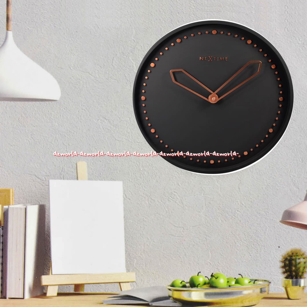 Nextime Wall Clock Cross Black 35cm Jam Dinding Bulat Hitam Orange Next Time Nexttime