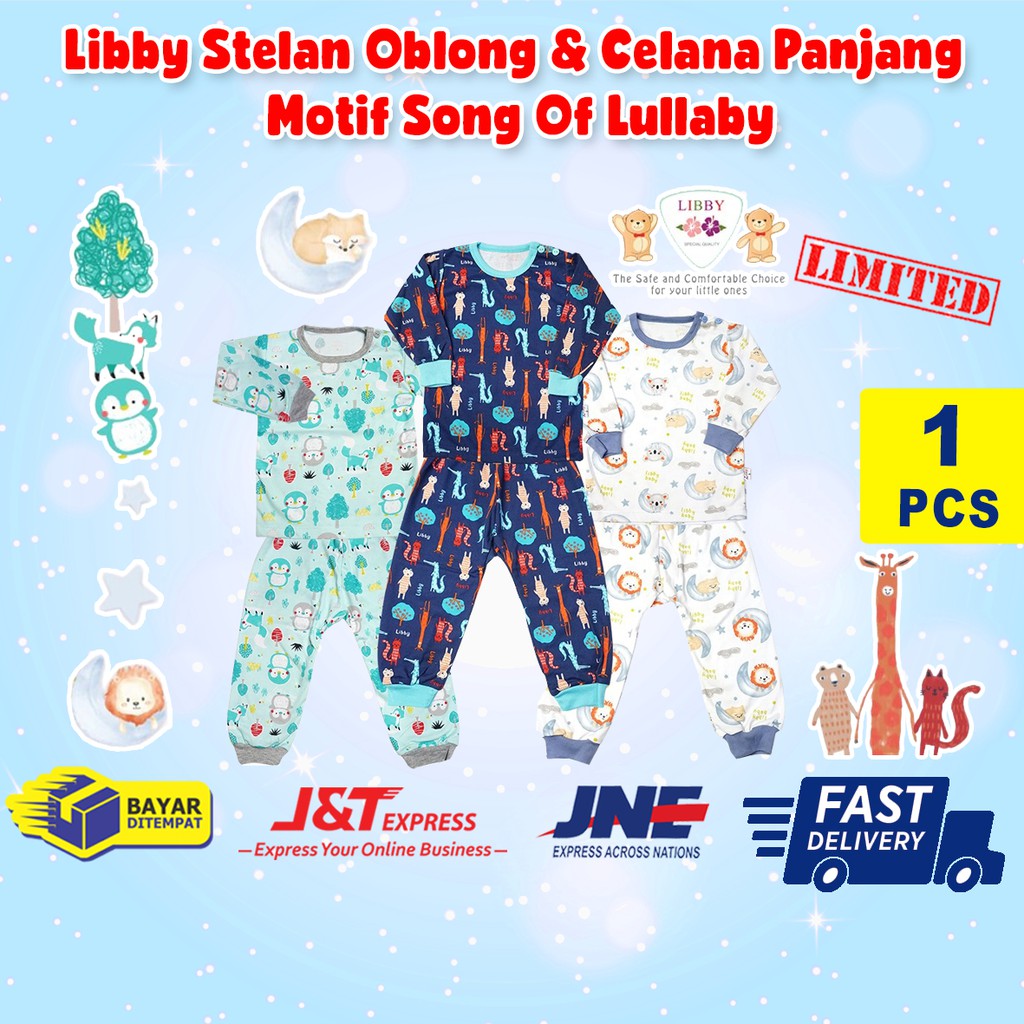 Baju Bayi Libby Setelan Oblong Celana Panjang Motif Song Of Lullaby (1 stel)