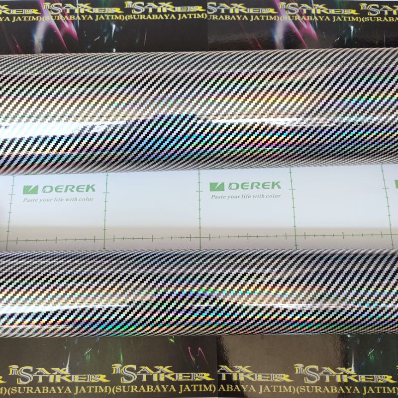 skotlet carbon hologram laser crom pelangi ukuran 50cm merek derek