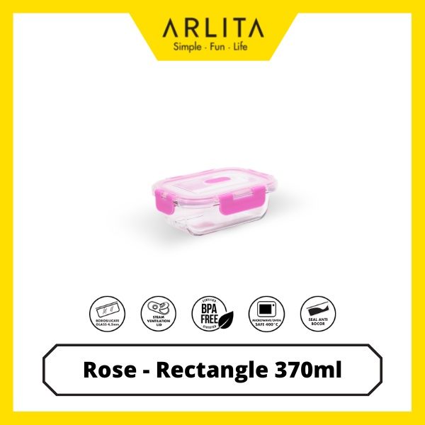 ARLITA ROSE SET - RECTANGLE - GLASS CONTAINER SET ISI 3