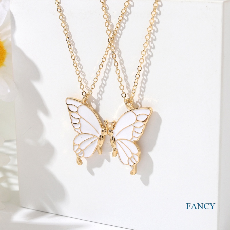 2pcs / Set Kalung Persahabatan Model Butterfly Matching Untuk Wanita