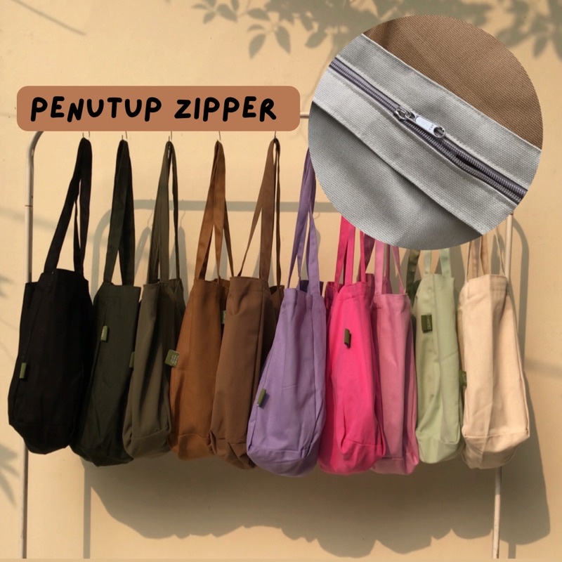 Cabiciks - Zipper/Resleting Baggy Canvas Tote bag