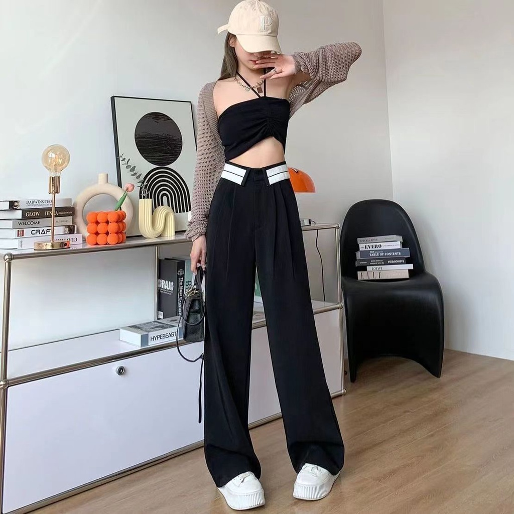 Celana Kerja Wanita Kantor Hitam Highwaist Pants Korean Style Celana Kaki Lebar