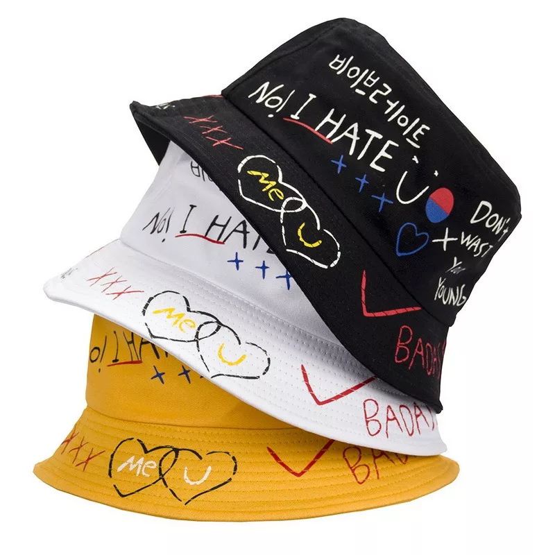 TERMURAH TOPI BUCKET HAT KOREA LAKI CEWE SABLON BADAS BOLAK BALIK PANTAI