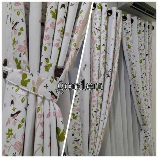 Gorden blackout motif burung pink biru