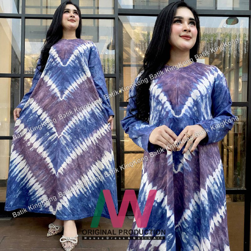 LONG-V DASTER KAOS PAYUNG JUMBO ABSTRAK PANJANG SEMATAKAKI BUSUI RESLETING DEPAN DRESS WANITA KEKINIAN LENGAN PANJANG XXL TERBARU