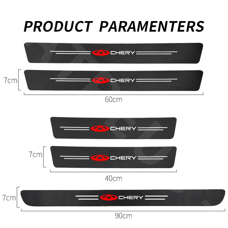 Chery Carbon Fiber Pelindung Stiker Pintu Mobil Auto Threshold Strips Sticker Chery Tiggo 48 7 5x Face QQ Eastar