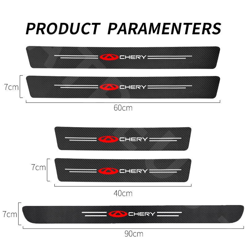 Chery Carbon Fiber Pelindung Stiker Pintu Mobil Auto Threshold Strips Sticker Chery Tiggo 48 7 5x Face QQ Eastar