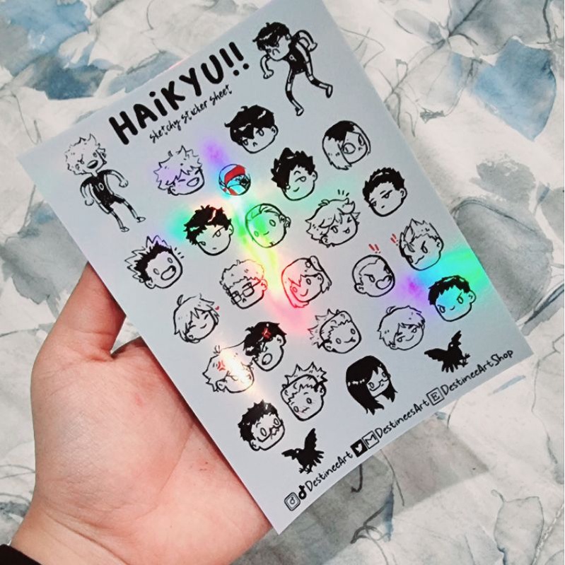 

Haikyuu holo stiker Waterproof Anti Air Haikyuu!! anime hologram sticker sheet kisscut diecut kiss die cut