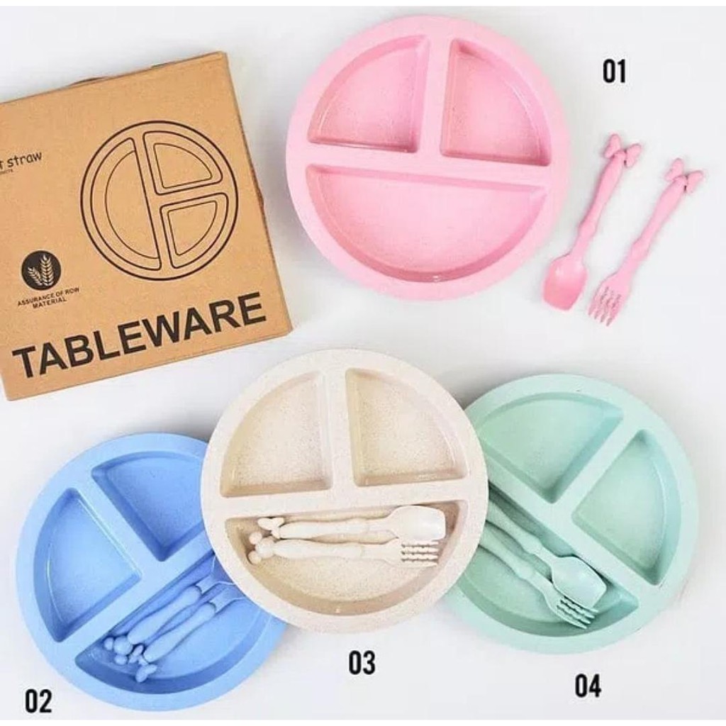 A4 (TP01) Meal Plate Natural Wheat Fibre Eco Friendly for Baby