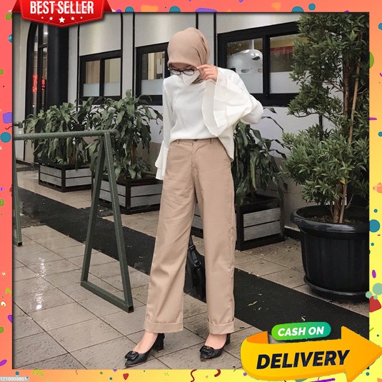 Celana Kulot Wanita Polos Kekinian Terbaru 2022 Korean Style  Cu Agies Kulot Highwaist (16 W
