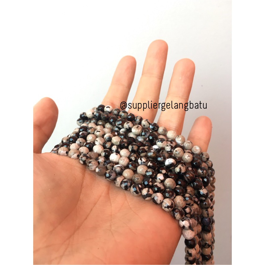 batu dalmantion agate FACETED BEADS 6mm cutting bahan gelang kalung craft aksesoris supplier grosir