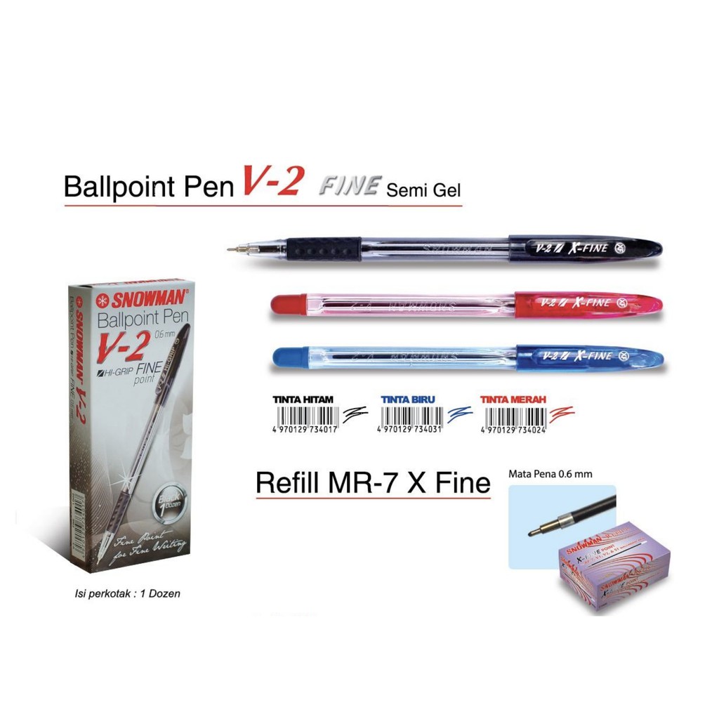 

RB (12pcs) PEN / PULPEN / BALLPOINT SNOWMAN V2