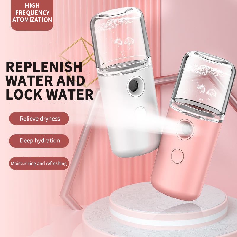 Spray Muka Menjaga Kelembaban di cuaca panas mencegak keriput pelembab steam portable Nano Mist Sprayer Facial Steamer Moisturizer Nebulizer Alat Perawatan Kecantikan Kulit Wanita Isi Ulang USB Pelembab Udara Nano Semprotan Wajah Penguap Wajah Kabut