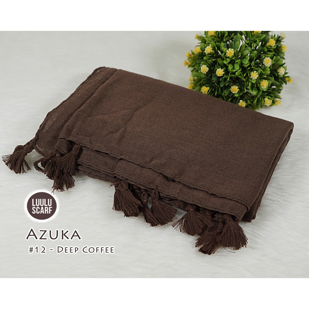 Pashmina Polos Tassel bahan Paris Viscose - AZUKA by Luulu Scarf-#12 - Deep Coffee