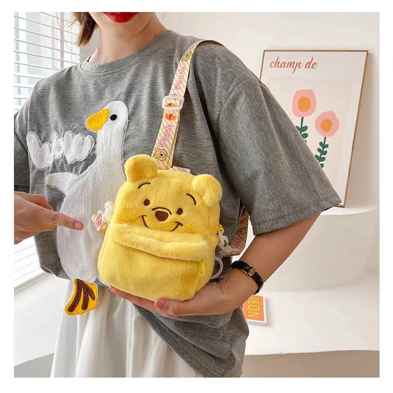 (COD)Tas Ransel Selempang Anak Anak Fashion Motif Kartun Karakter Hewan Bebek &amp; Beruang