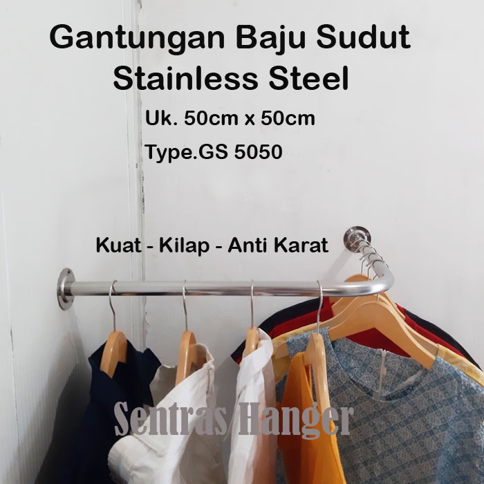 Gantungan Baju Sudut Stainless Steel