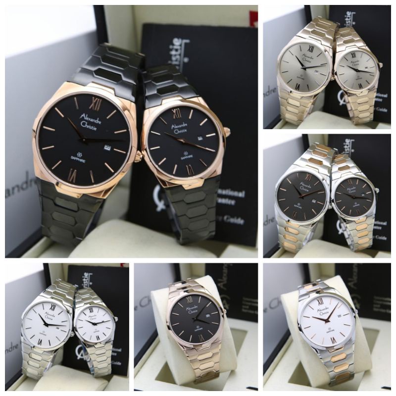 JAM TANGAN COUPLE ALEXANDRE CHRISTIE ORIGINAL AC 8542 SAPPHIRE GARANSI/ALEXANDER CRISTIE AC8542