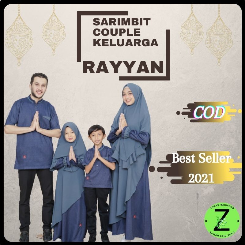 Baju gamis busana kembaran couple keluarga muslim sarimbit ayah ibu anak series rayyan warna biru