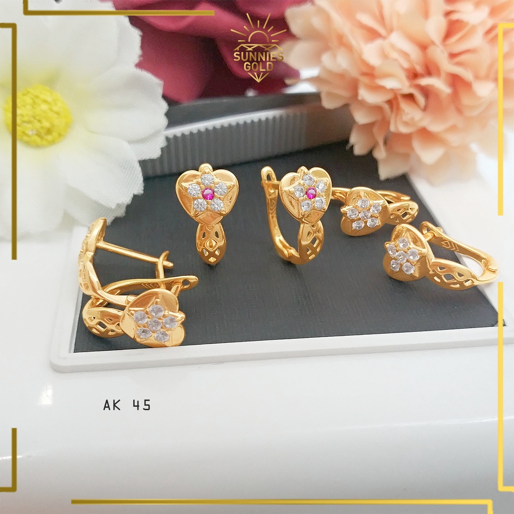 ANTING EMAS ASLI LUCU DAN UNIK WANITA DEWASA KASUAL ANTING CEWEK SIMPEL ELEGAN KADAR 300 AKLK 45